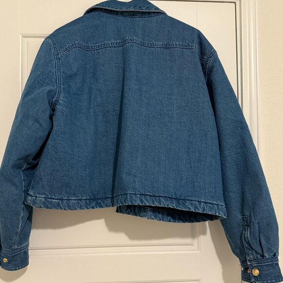 NWT J.Crew Cropped Denim Puffer Jacket Size XL - Picture 4 of 8